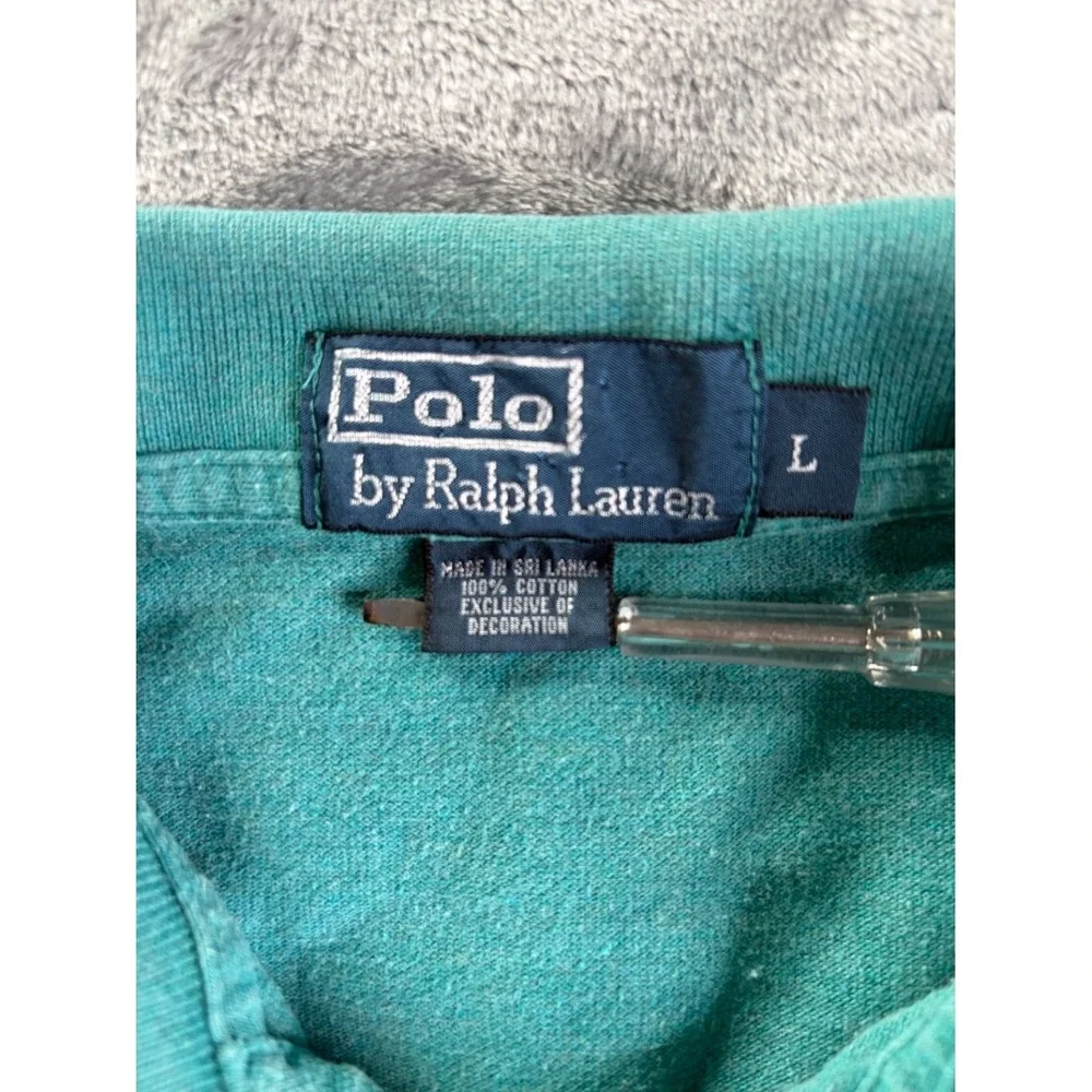 Polo Ralph Lauren Classic Fit Men's Shirt L Green Two-button Placket